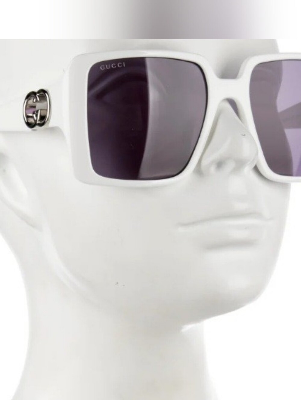 Gucci White Square Sunglasses Tinted Lenses Includes Dust Bag & Case